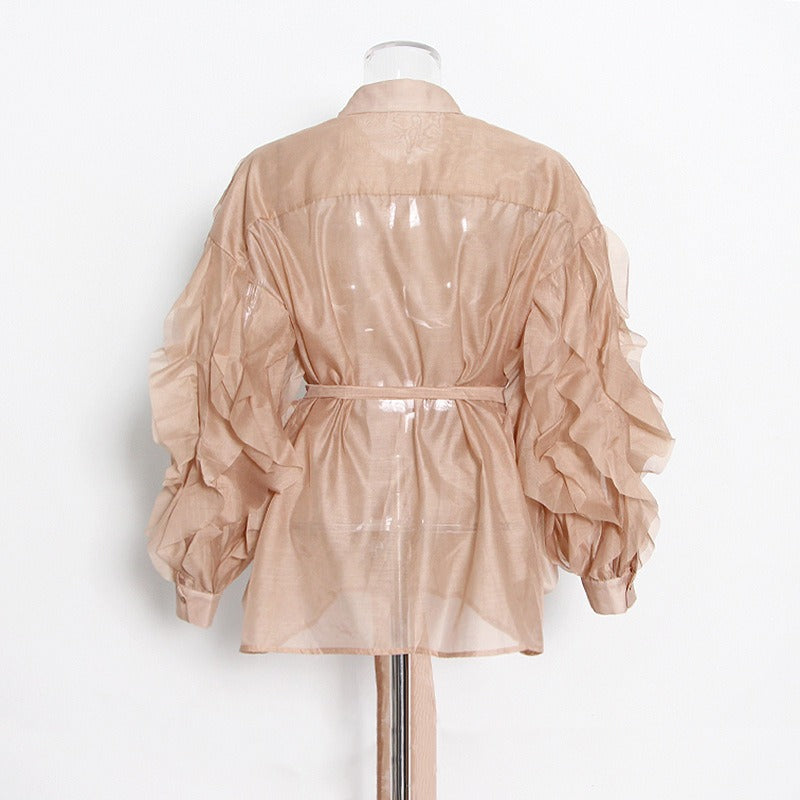 Irregular Splicing Solid Loose Blouse