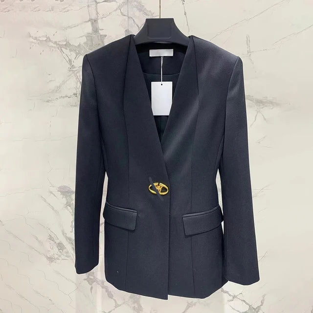 Metal buckle Waist Slimming Blazer