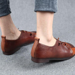 Comfortable Flat Shoes Chocolate Genuine Leather