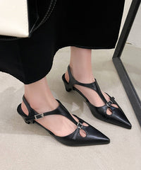 Chic Splicing Chunky Hollow Out Sandals Brown Cowhide Leather