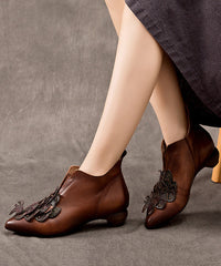 Retro Brown Cowhide Leather Splicing Shelsea Boots