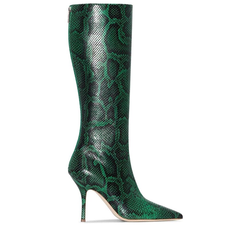 Green Serpentine Stiletto Boots