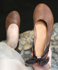 Casual Chocolate Gladiator Flat Shoes Genuine Leather