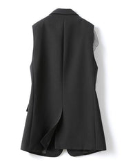 Chiffon Ruffle Side Black Vest