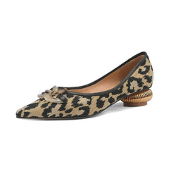 Retro Leopard Print Buckle Flat Shoes