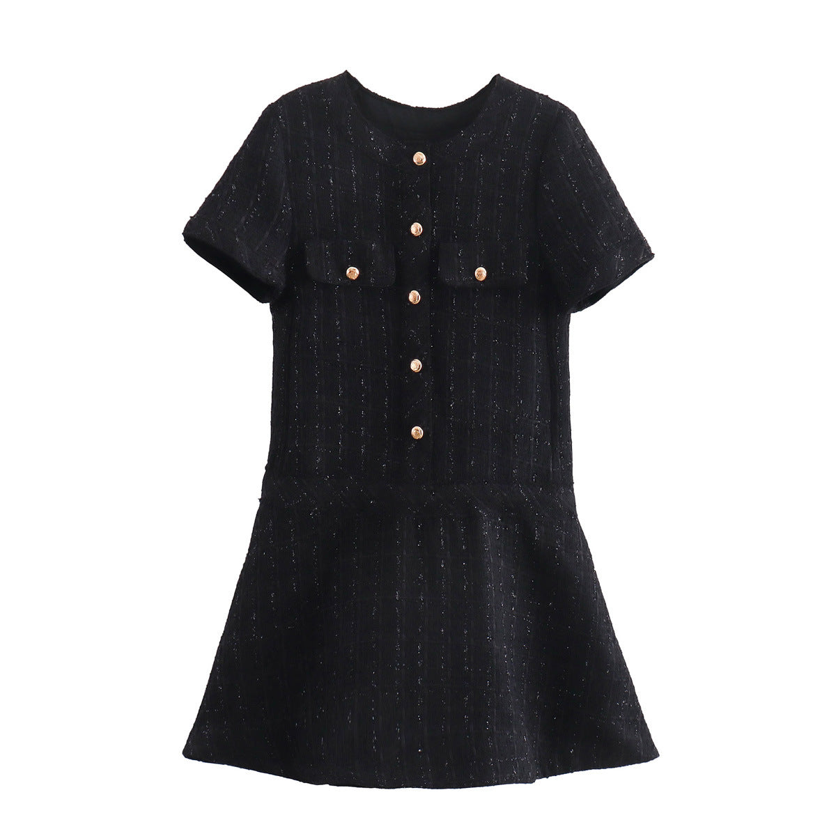 Round Neck Woolen Short Sleeve Dress