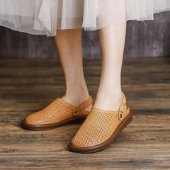 Women Vintage Hollow Leather Casual Sandals/Slippers