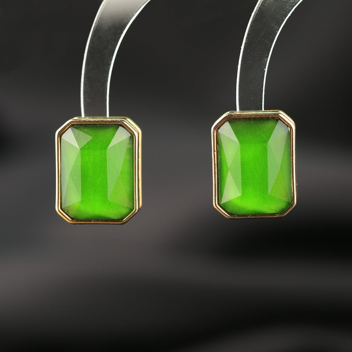 Gemstone Inlaid Zircon Geometric Earrings