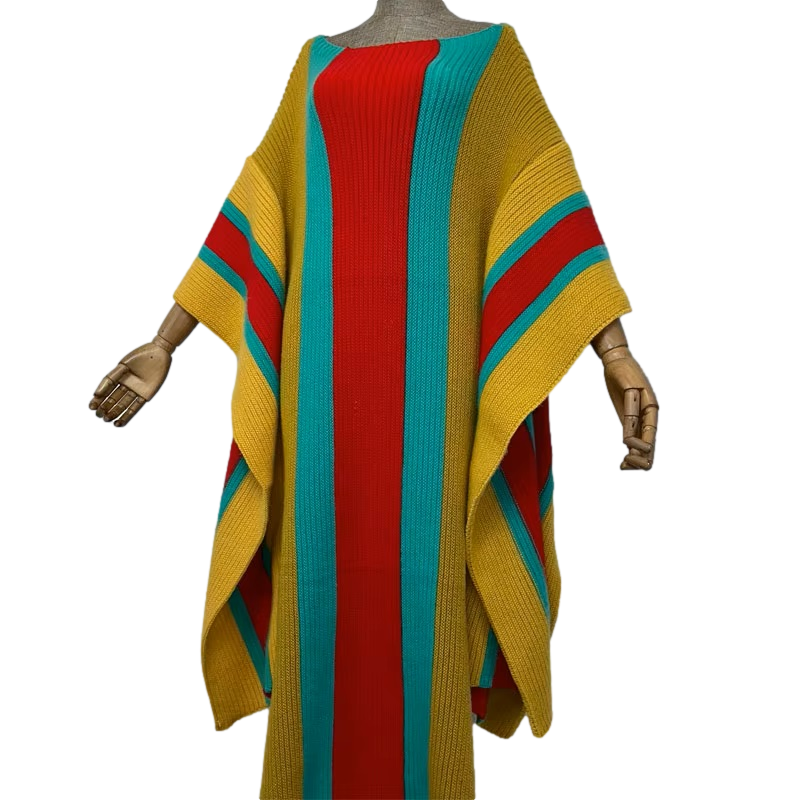 Chic Colorful Knitted Maxi Kaftan - WINI