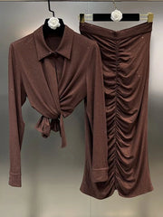 Sparkly Top Ruched Skirt Set