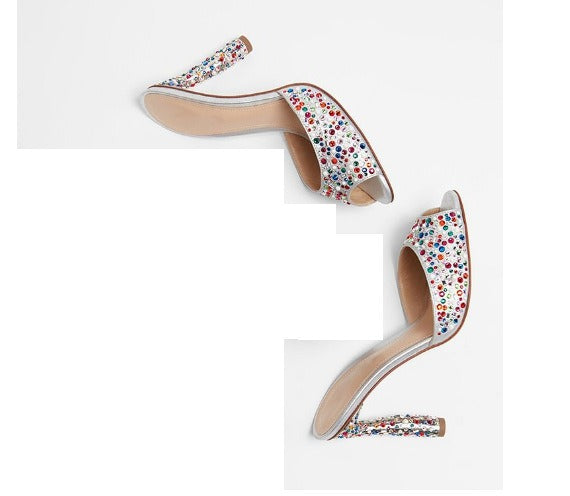 Multicolor Rhinestones High Heels