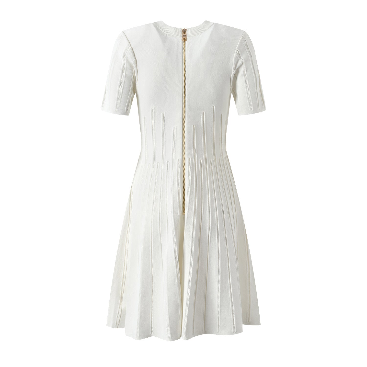 Solid Slim Fit Knitted Midi A-Line Dress