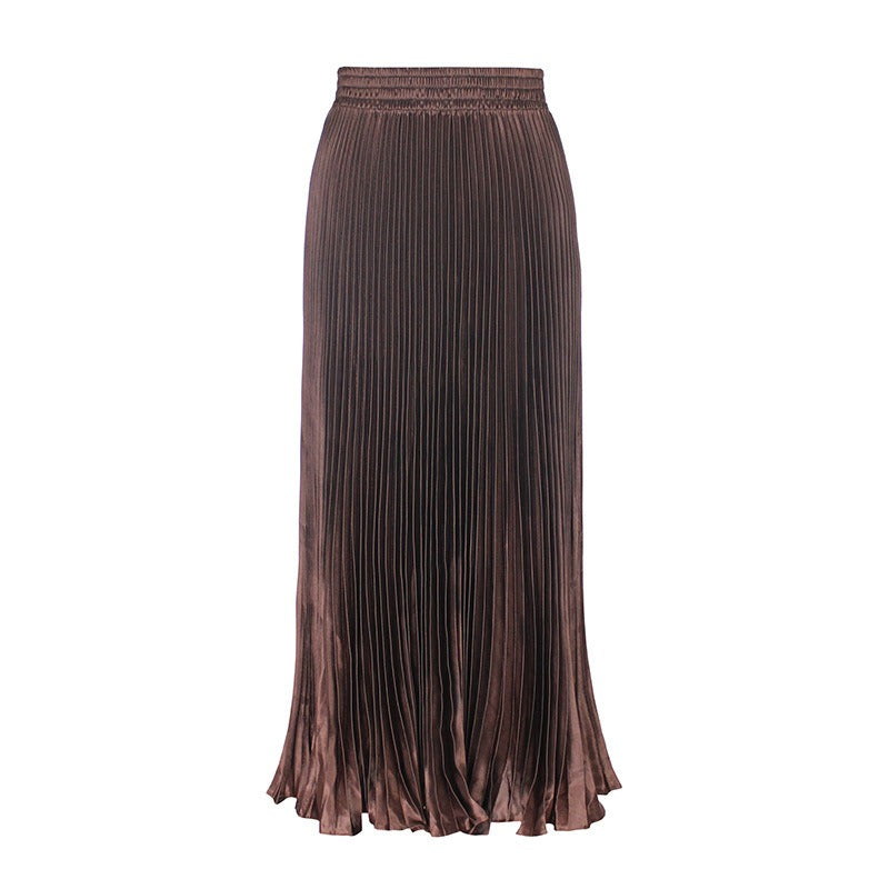 Glossy Pleated Accordion Skirt