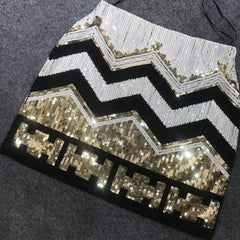 Bead Sequin Wrapped Hip Short Skirt