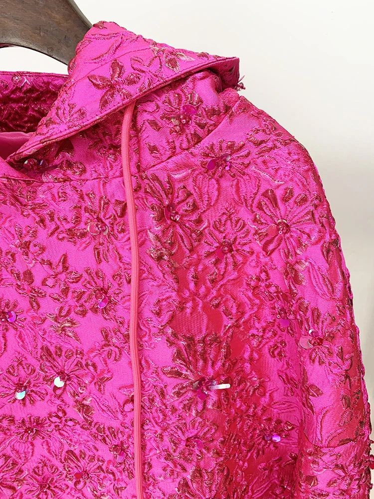 Jacquard Beaded Loose Hoodie