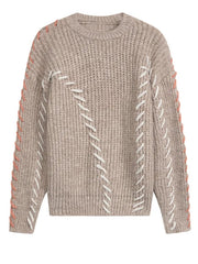 Contrast Topstitch Knitted Sweater