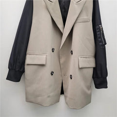 Patchwork Loose Double Breasted Suit Jacket