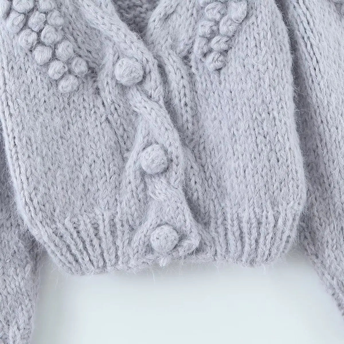 Crochet Knitted Cropped Cardigan Sweater