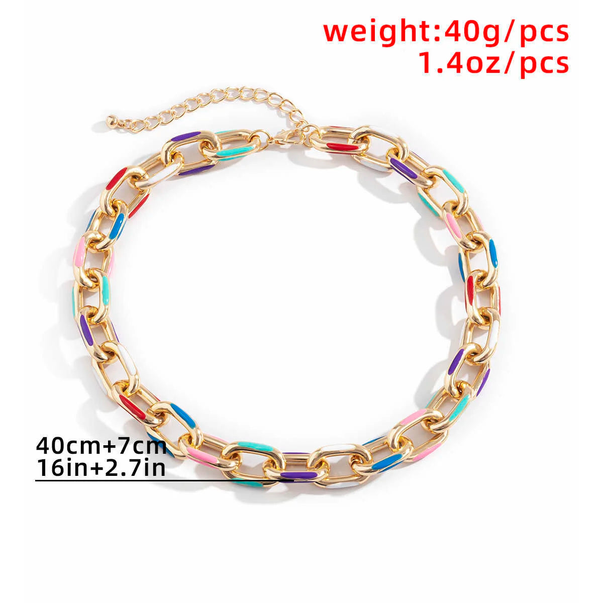 Rainbow Chain Plated Gold Necklace