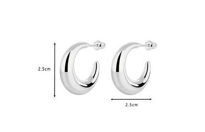 S925 Silver Needle Hollow Geometry C-Shaped Earrings