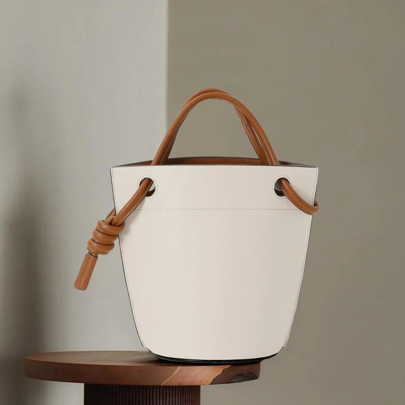 Simple Drawstring PU Bucket Bag