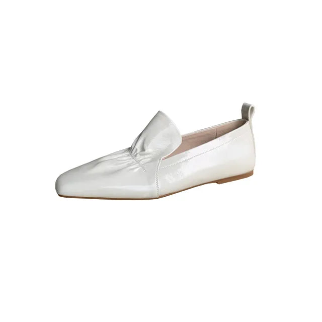 Square Toe Genuine Leather Flat Shoes