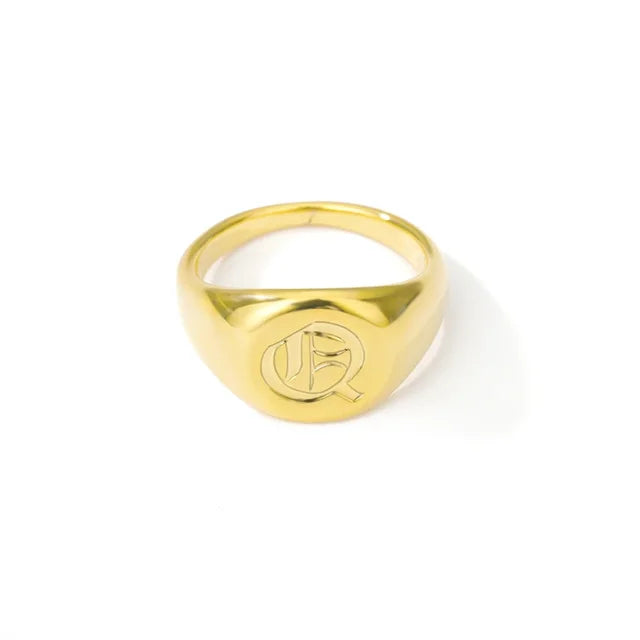Stainless Steel A-Z Letter Initial Rings
