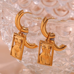 Stainless Steel Body Rectangular Pendant Earrings
