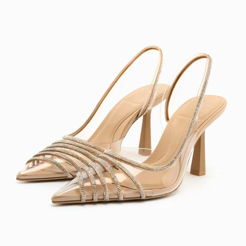 Slingback Transparent Pointed Toe Stiletto Pumps