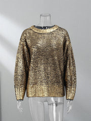 Metallic Ribbed Edges Sweater