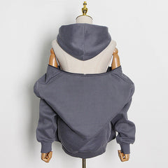 Hooded Zipper Spliced Pocket Sweatshirt