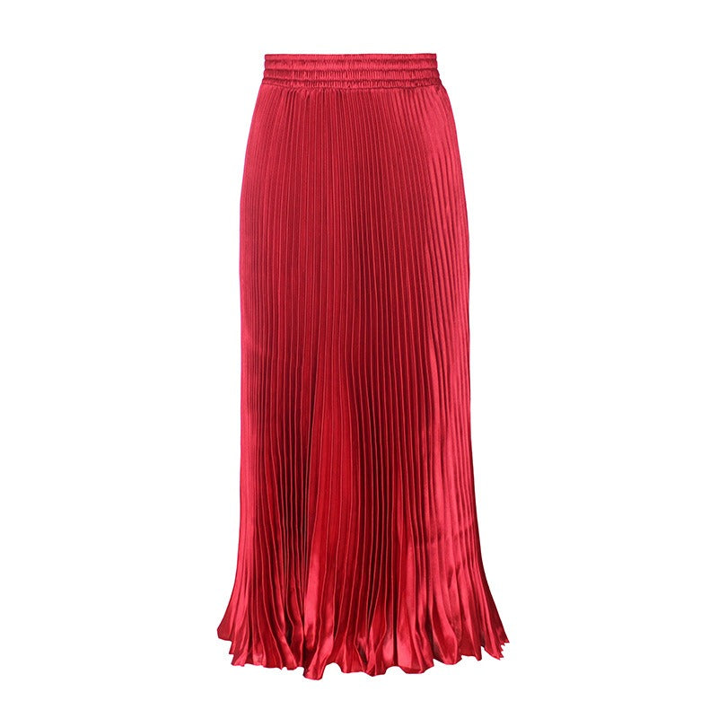 Glossy Pleated Accordion Skirt