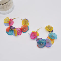 Chiffon Petals Round Earrings