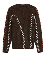 Contrast Topstitch Knitted Sweater