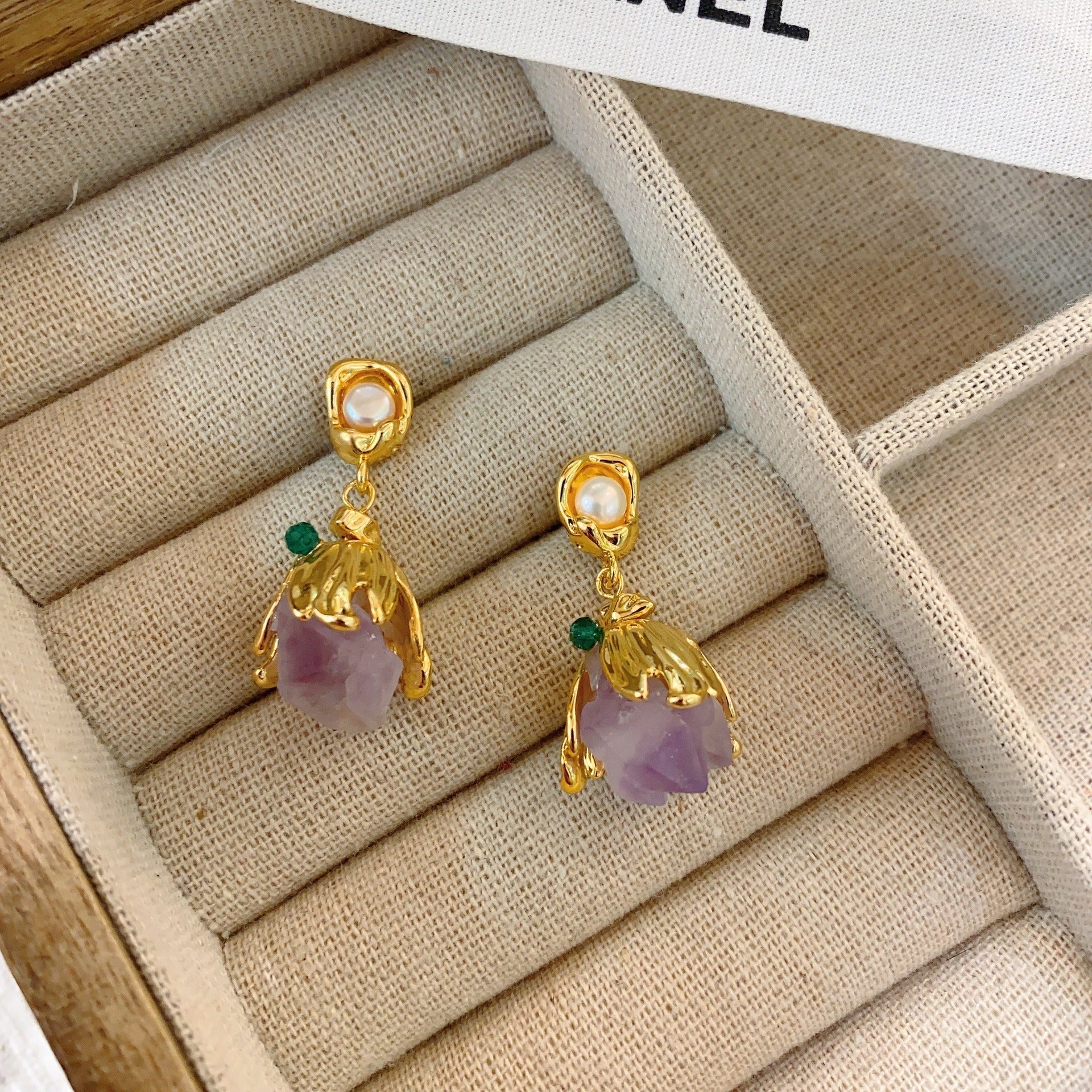 Amethyst Stone Drop Earrings