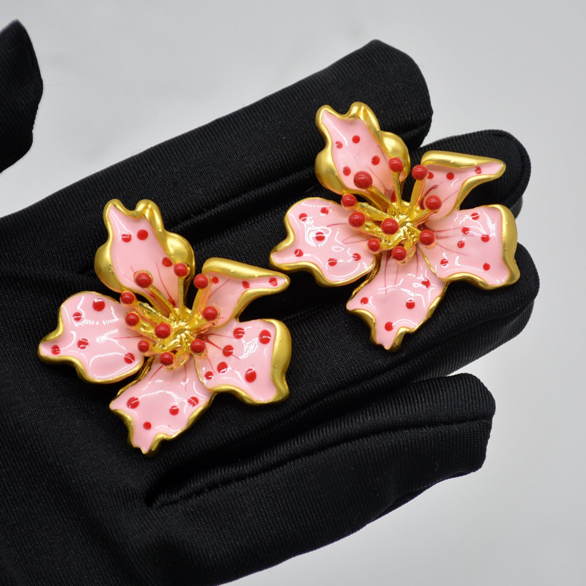 Glaze Pink Flower Earrings