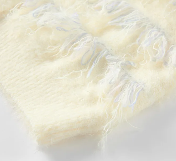 Tassels Ribbed Edges Cardigan