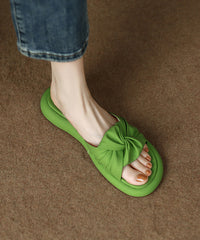 Green Faux Leather Beautiful Splicing Slide Sandals Peep Toe