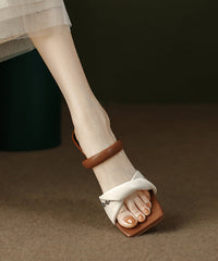 Fine Splicing Kitten Heels Purple Faux Leather Slide Sandals