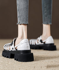Platform Black Leopard Roman Sandals New Hollow Out Design