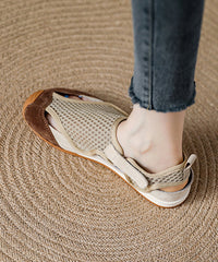 Brown Hollow Out Breathable Mesh Splicing Walking Sandals