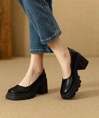 Boutique Black Splicing Comfortable Chunky Heel Shoes