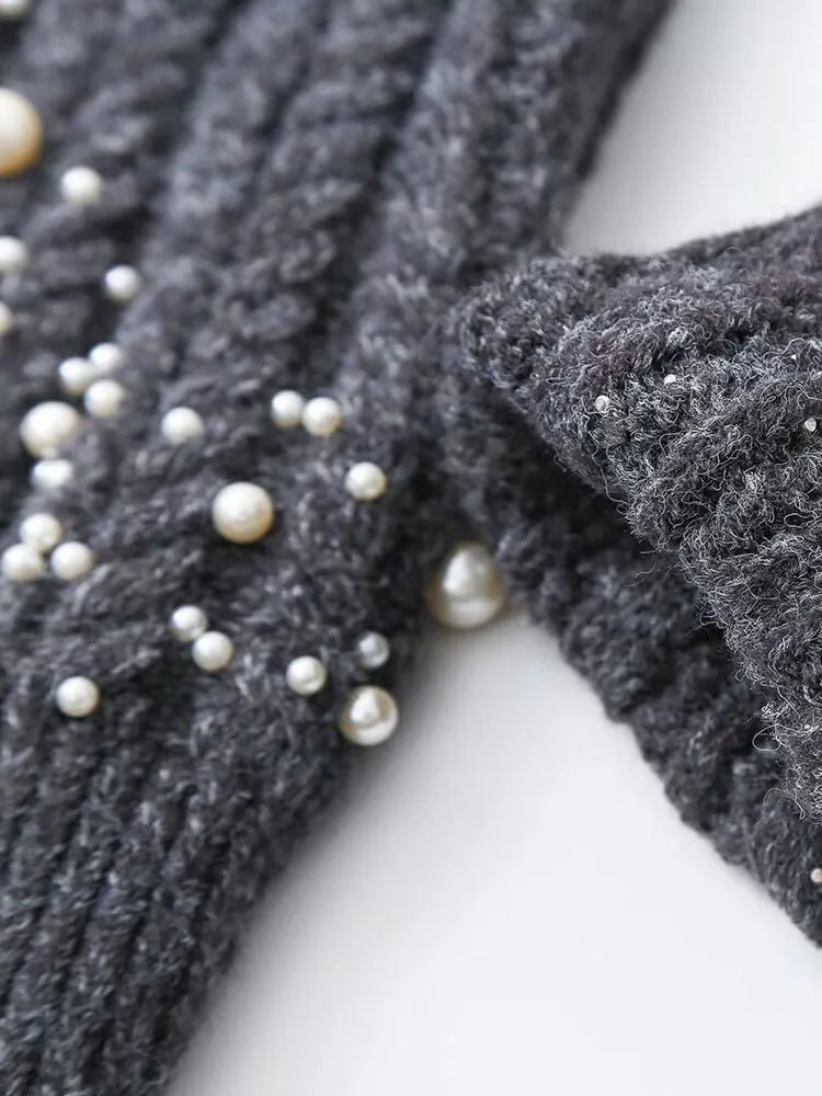 Pearl Embellished Knitted Cardigan