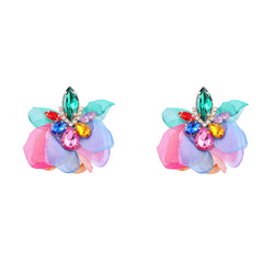 Elegant Vintage Alloy Diamond Flower Earrings