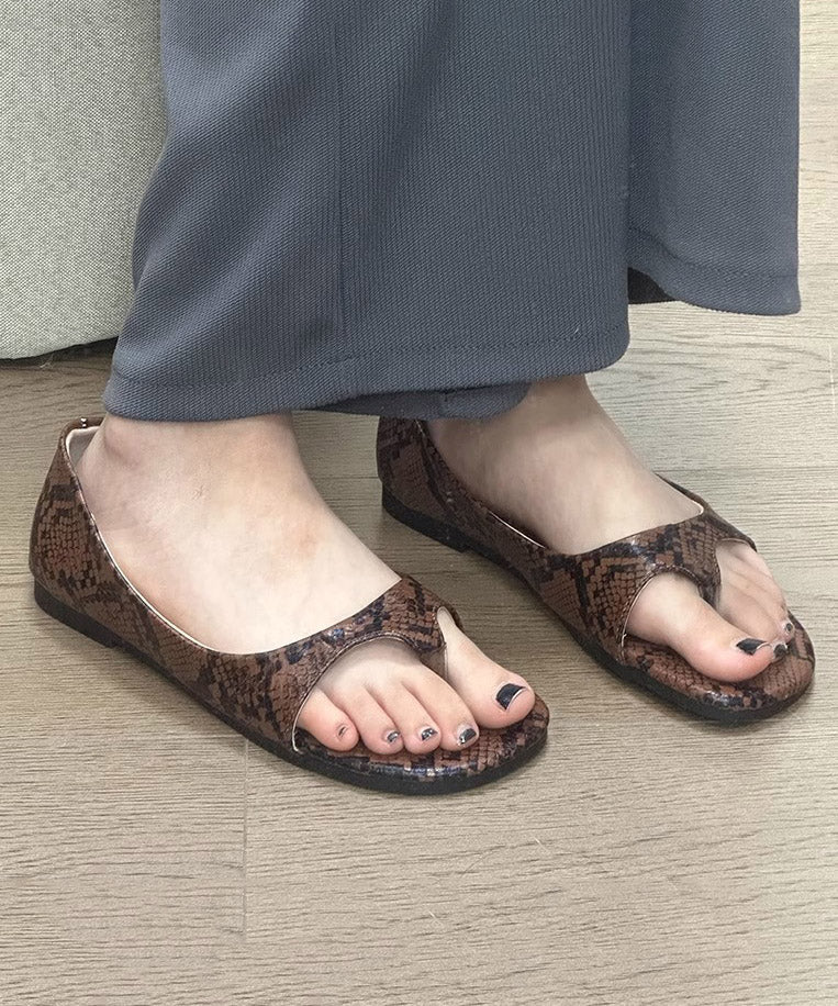 Fashion New Leopard Faux Leather Thong Sandals