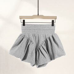 High Waist Drawstring A-Line Puff Shorts