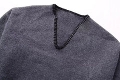 Overstitched Patch Pockets Knitted Sweater