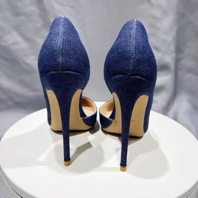 Open Side Denim Stilettos