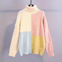 Pastels Turtleneck Knitted Sweater