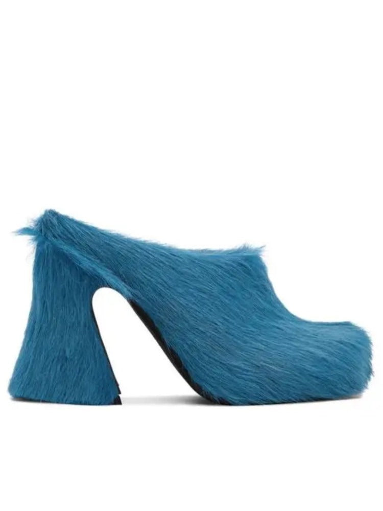 Casual Round Head Candy Colored Fur Shoes